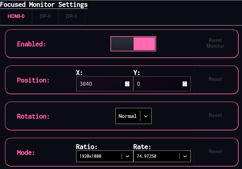 Focused Monitor Settings